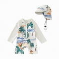 thumbnail image 1 of Ccpelsie Toddler Boy Swimsuit Set Summer Casual Rash Guard and Swim Trunks Set for Toddler to Big Kid(Beige,3-4 Years), 1 of 7
