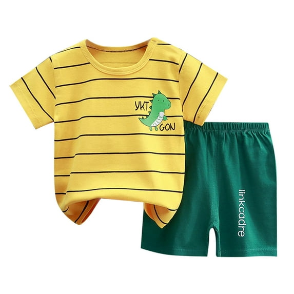 Ccpelsie Toddler Boys Clothes Cotton Athletic Summer Short Sleeve T-Shirt and Shorts Kids Outfit Set(Z3-Green,5-6 Years)