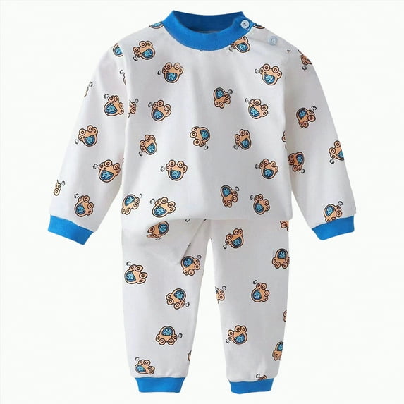 Ccpelsie Toddler Boys Girls Outfits Set Long Sleeve Shirt and Pant Set Kids Ribbed Basic Pant 2-Piece for Casual Daily Life(Blue,12-18 Months)