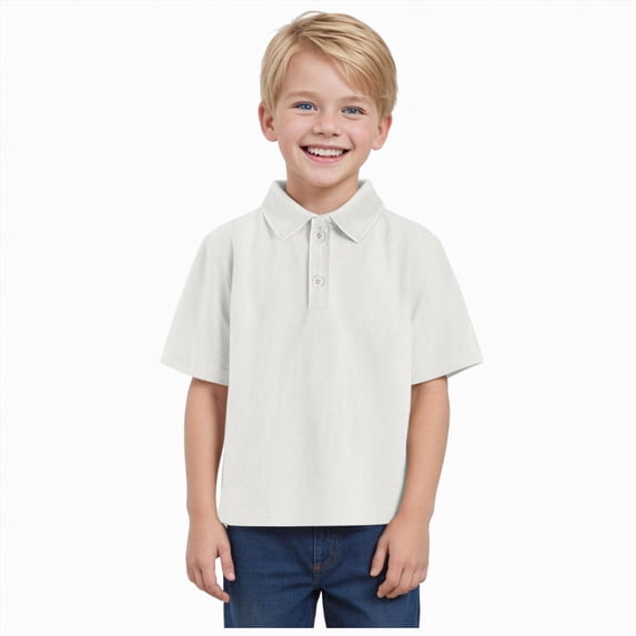 Ccpelsie Toddler Boys Polo Shirt Lightweight Short Sleeve Polo for Running Playground and Outdoor Play(White,3-4 Years)