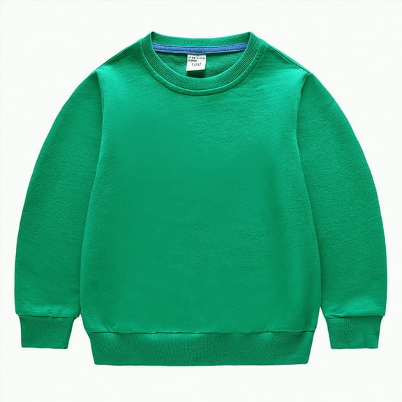 Ccpelsie Toddler Boys Solid Pullovers Sweatshirt Long Sleeve Clothes Kids Cotton Crewneck Thin Tops(Green,18-24 Months)