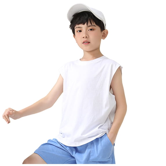 Ccpelsie Toddler Boys SummerClothes Short Sleeve T-Shirts Kids Crewneck Tops Fashion Tees(White,13-14 Years)