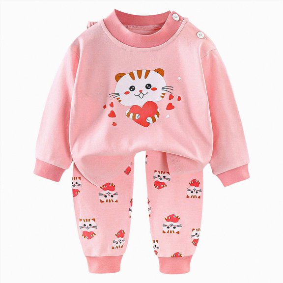 Ccpelsie Toddler Boys and Girls Clothes Solid Color Ribbed Long Sleeve Sweatshirt and Pants 2 Piece Spring Summer Casual Outfits Set(Pink,3-6 Months)