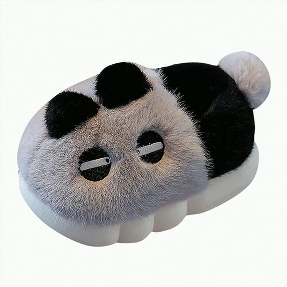 Ccpelsie Toddler Cartoon Cotton Slippers,Girls Boys Cute Indoor Outdoor Plush Shoes Soft Warm Fluffy Slip-on Home Slipper for Little Big Kids(Grey,8)