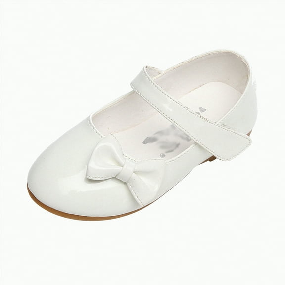 Ccpelsie Toddler Dress Shoes Flower Girl Shoes for Weeding Cute Toddler Mary Jane Shoes Flore Ballet Flat for Walking(White,10)