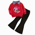 thumbnail image 1 of Ccpelsie Toddler Girl Clothes 2T 3T Fall Winter Outfits Floral Shirt Top Flared Pant Girls Clothing Sets(Hot Pink,3-4 Years), 1 of 7