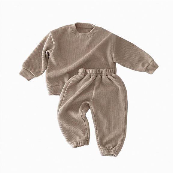 Ccpelsie Toddler Girl Clothes Cute print Long Sleeve Top+Pants Outfits Girl Fall and Winter 2-Piece Set for Kid(Khaki,0-3 Months)