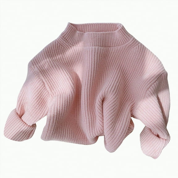 Ccpelsie Toddler Girl Knit Sweater Blouse Pullover Warm Crewneck Long Sleeve Tops for Kids Fall Winter Clothes(Pink,18-24 Months)