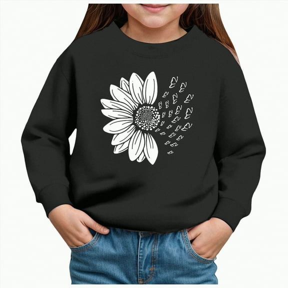 Ccpelsie Toddler Girl Long Sleeve Sweatshirt Tops Basic Solid Color Oversized Sweater Shirts Kid Fall Clothes(Black,2Y)