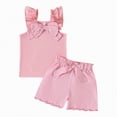 thumbnail image 1 of Ccpelsie Toddler Girl Summer Clothes Set Breathable Cute Sleeveless Top with Bow + Shorts 2Pcs Outfit(Pink,2-3 Years), 1 of 9