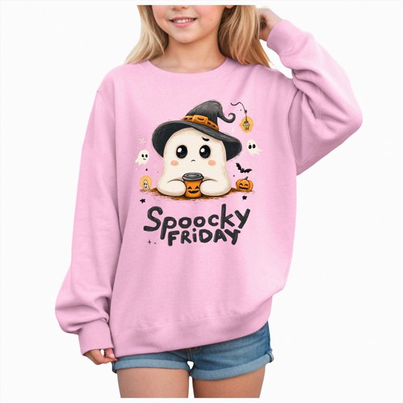 Ccpelsie Toddler Girl Sweatshirts Cotton Casual Crew Neck Long Sleeve Tops Pullover Sweater Shirt for Kids(Pink,2Y)