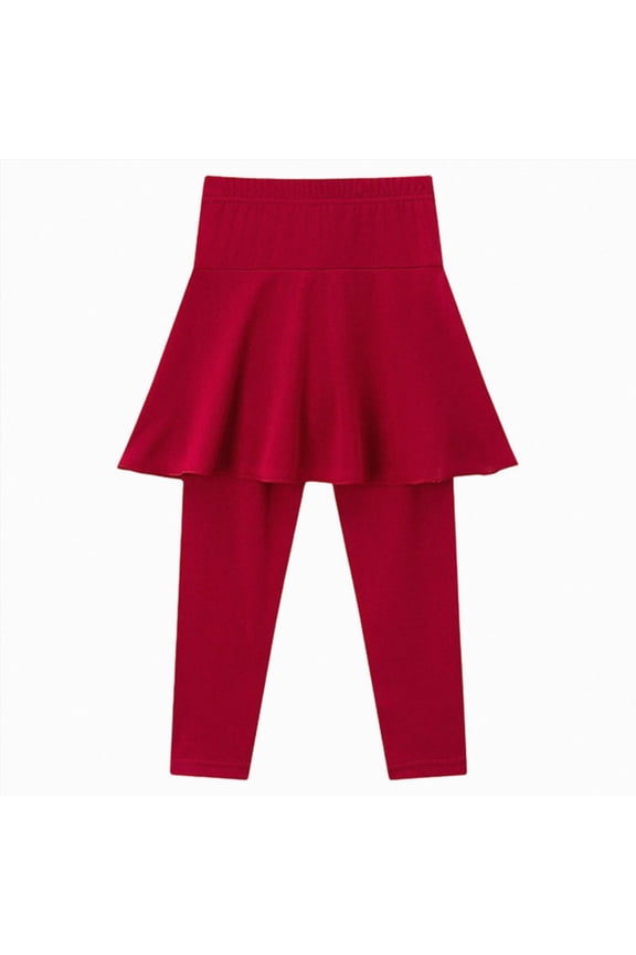 Toddler Girl Tutu Leggings Baby Girls Cotton Pants with Ruffle Skirt for Casual(Red,12-13 Years)