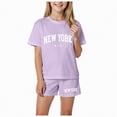 thumbnail image 1 of Ccpelsie Toddler Girl's 2 Piece Bowknot Outfits Summer Cute Fashion Graphic Tees with Short Sets for Children(Light Purple,4-5 Years), 1 of 4