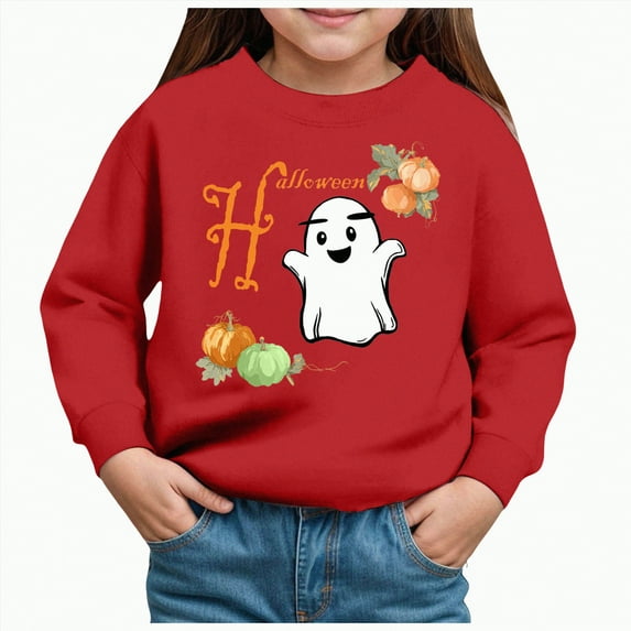 Ccpelsie Toddler Girl's Cotton Crewneck Sweatshirt Long Sleeve Casual Pullover Shirts for Little/Big Kids(Red,4Y)