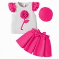 thumbnail image 1 of Ccpelsie Toddler Girls Clothes Summer 2 Piece Outfits Ruffle Trim Top and Short Sets Kids Casual Outwear(Hot Pink,12-18 Months), 1 of 1
