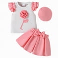 thumbnail image 1 of Ccpelsie Toddler Girls Clothes Summer 2 Piece Outfits Ruffle Trim Top and Short Sets Kids Casual Outwear(Pink,3-4 Years), 1 of 1