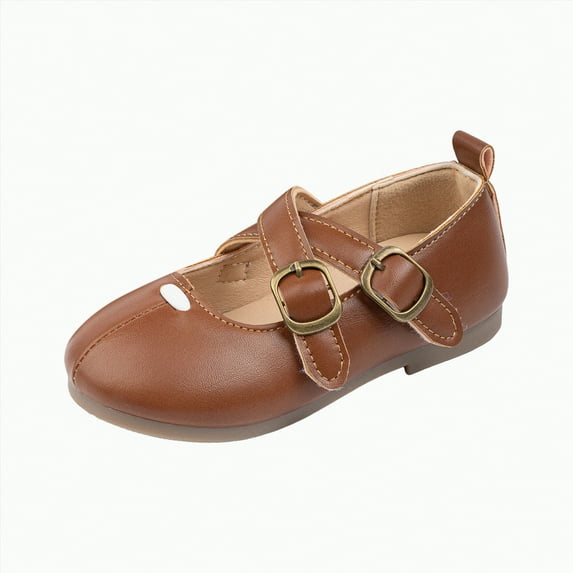 Ccpelsie Toddler Girls Dress Shoes Mary Jane Ballet Flats, Flower Girl Shoes with Rhinestone, Toddler Mary Jane Flats(Brown,13)