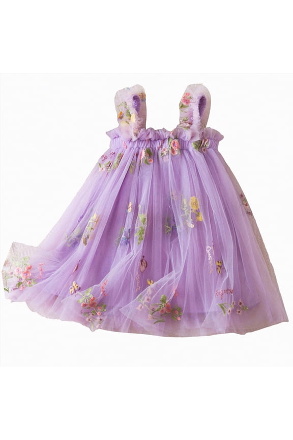 Toddler Girls Layered Tulle Tutu Dress for Toddler Kids Girl Rainbow Tutu Princess Skirt(Purple,6-12 Months)