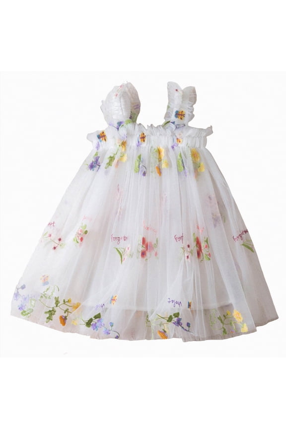 Toddler Girls Layered Tulle Tutu Dress for Toddler Kids Girl Rainbow Tutu Princess Skirt(White,6-12 Months)