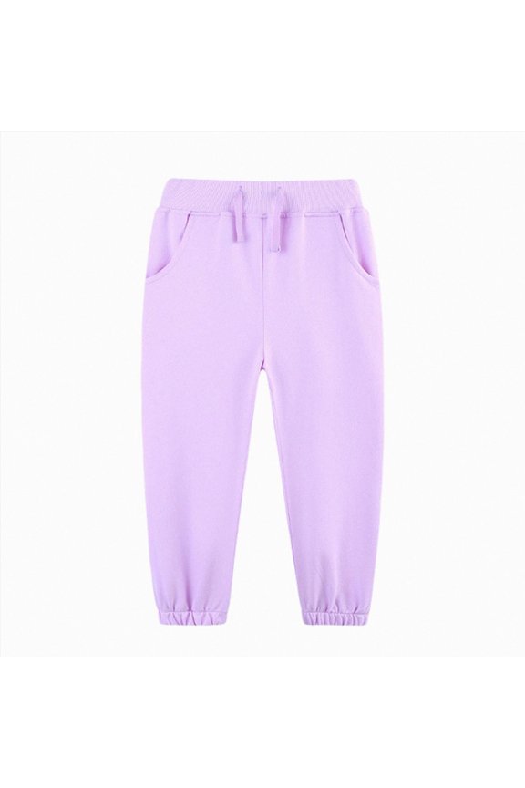Toddler Girls Leggings Full Length Stretchy Pants Cotton Kids Footless 2-14 Years(Purple,1-2 Years)