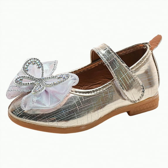 Ccpelsie Toddler Girls Mary Jane Dress Shoes Ballet Flats Little Girls Soft Slip-On Bowknot Princess Shoes Wedding Party Casual Walking Shoes(Gold,13)