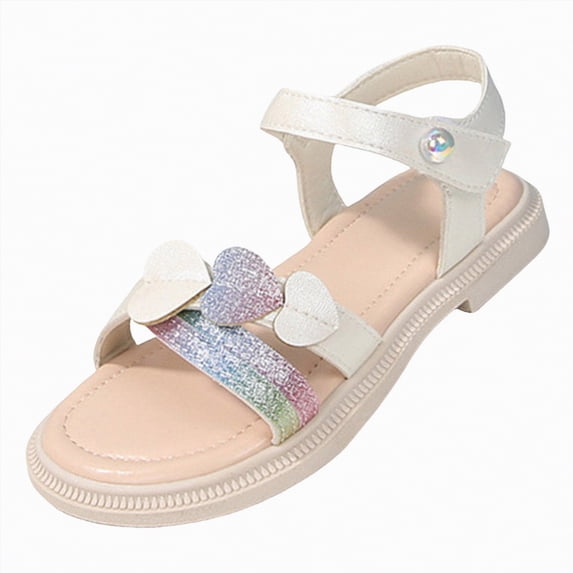 Ccpelsie Toddler Girls Sandals Soft Rubber Flats Summer Flower Girl Cute and Sweet Shoes for Casual(White,2.5)