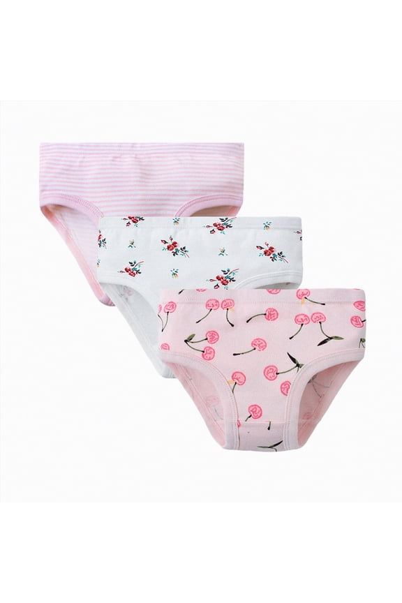 Toddler Girls Summer Underwear for Kids Soft Breathable Cotton Panties Cute Cartoon Pattern(A-Pink,18-24 Months)