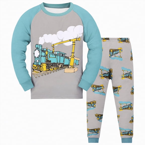 Ccpelsie Toddler Girls and Boys Clothes Cute Cartoon Print Round NeckTops Pants Outfits Kids Spring and Summer 2-Piece Set(Sky Blue,6-7 Years)