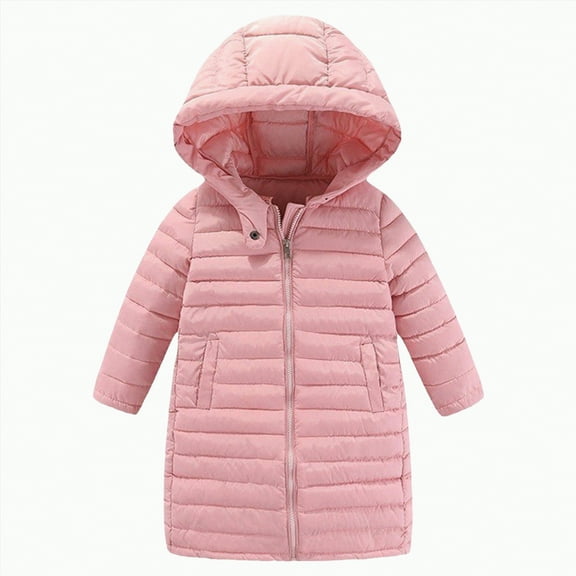 Ccpelsie Toddler Hooded Jacket Kids Thicken Warm Winter Coat Outerwear for Little Girls Big Girls(Red,7-8 Years)