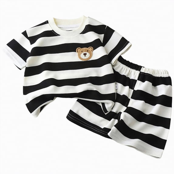 Ccpelsie Toddler Kids Baby Boy Summer Clothes Sets 1T 2T 3T 4T 5T Letter Print Short Sleeve Tops Elastic Shorts Outfits(Khaki,12-18 Months)
