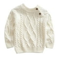 thumbnail image 1 of Ccpelsie Toddler Kids Baby Girls Boys Round Neck Sweaters Long Sleeve Solid Color Loose Knitted Pullovers(Z2-White,0-3 Months), 1 of 3