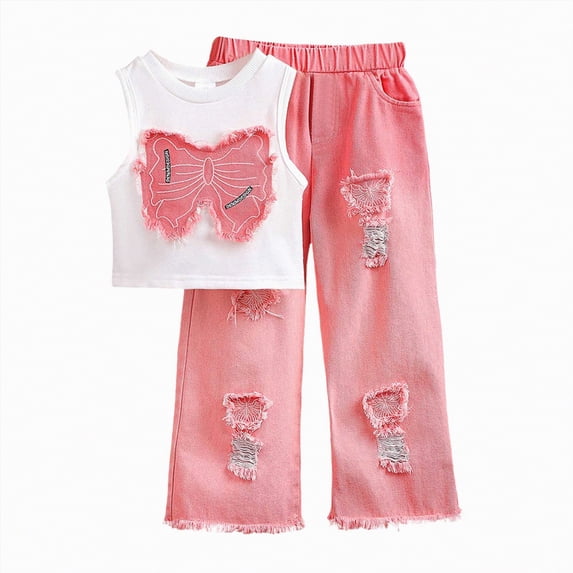 Ccpelsie Toddler Kids Girls Summer 2-Piece Suit Little Girls Short Sets Girls Sunflower Sleeveless Suit(Pink,6-7 Years)