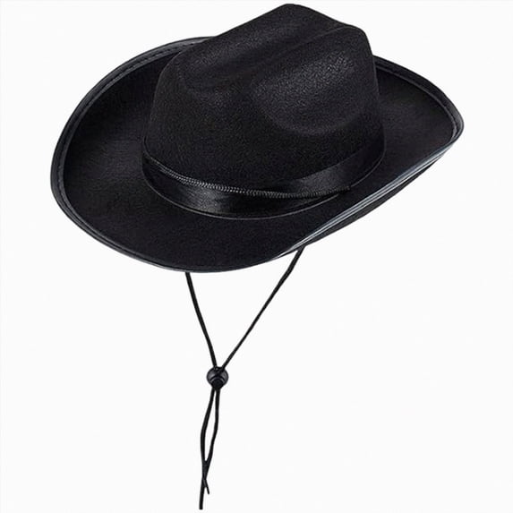 Ccpelsie Toddler Kids Western Hats for 2t 3t 4t 5t 6t 7t Boys Girls Cowboy Leather Buckle Felt Cowgirl Hat(Black,4-9 Years)