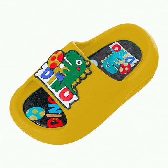 Ccpelsie Toddler Little/Big Kids Beach/Pool/Shower Slides/Anti-Skid Home Bath Slippers/Cute Summer Outdoor Shoes for Girls and Boys(Yellow,10.5)