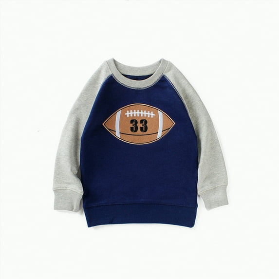 Ccpelsie Toddler Pullover Boy's Cotton Crewneck Sweatshirt Kids Fall Casual Clothing(Blue,6-7 Years)