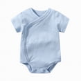 thumbnail image 1 of Ccpelsie Toddler Short Sleeve Baby Romper Unisex One-piece Summer Boy and Girl Footless Jumpsuit Snap Closure(Light Blue,6-9 Months), 1 of 9