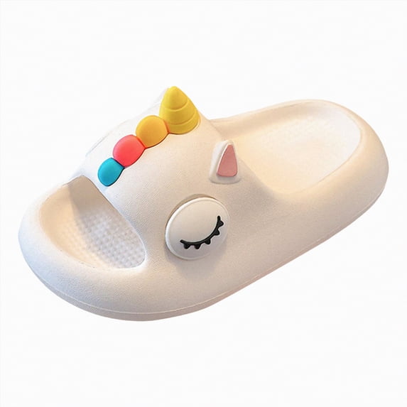 Ccpelsie Toddler Slides Slipper Unisex Child Boys Girls Slide Sandals for Kids Flip Flops Compfy Shower Slippers Beach Garden Shoes(White,12.5)