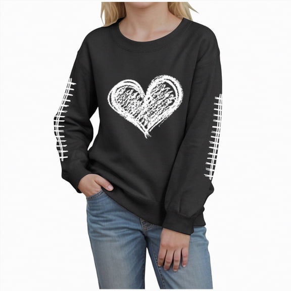Ccpelsie Toddler Sweatshirt Girls Crewneck Pullover Tops Blouse Long Sleeve Cotton T-Shirt Fall Winter Clothes(Black,6Y)