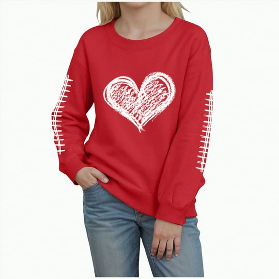 Ccpelsie Toddler Sweatshirt Girls Crewneck Pullover Tops Blouse Long Sleeve Cotton T-Shirt Fall Winter Clothes(Red,3Y)