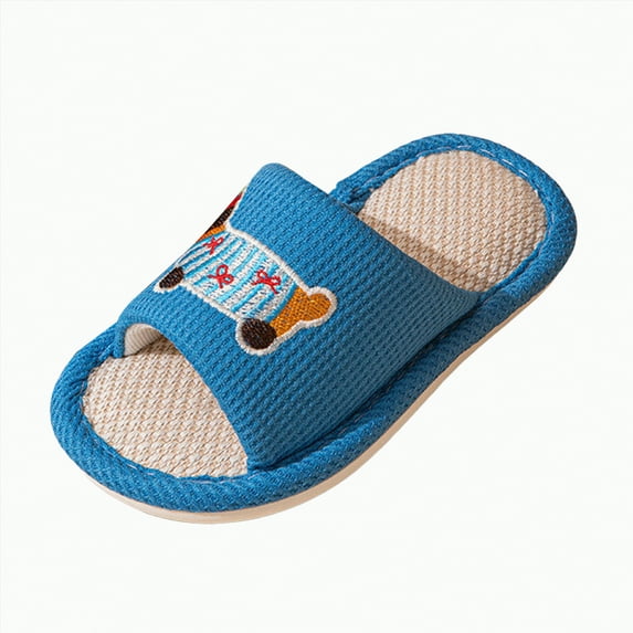 Ccpelsie Toddler Warm Winter House Slippers Boys Girls Indoor Home Slippers Cozy Lightweight Non-Slip Shoes For Infant Kids (Blue,4)