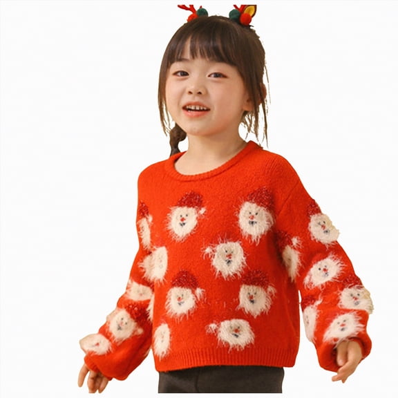 Ccpelsie ToddlerGirls Crochet Long Sleeve Crewneck Pullover Sweaters Kids Fall Winter Knit Jumper Tops(RD1,6-7 Years)