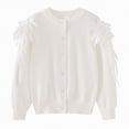 thumbnail image 1 of Ccpelsie Toddlers Big/Little Girls Cardigan Kids Sweater Button Up Long Sleeves Knitwear Open Front Crew Neck Tops(White,6-7 Years), 1 of 5