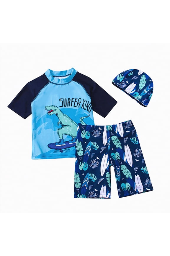 Toddlers and Boys' 2-Piece Swimsuit Trunk Rashguard Set Swimwear Bathing Suit Sunsuit Swim Shirt(Navy,5-6 Years)