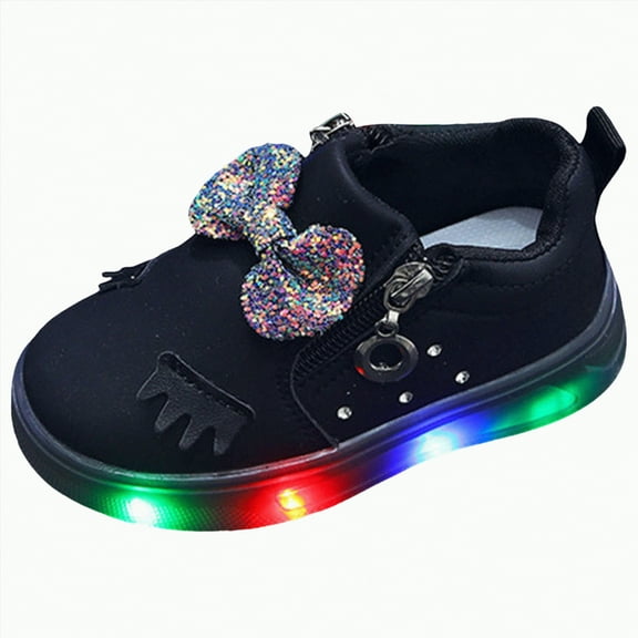 Ccpelsie Walking Shoes Sneakers for Boys Girls Kids Gift LED Light Up Shoes(Black,9)