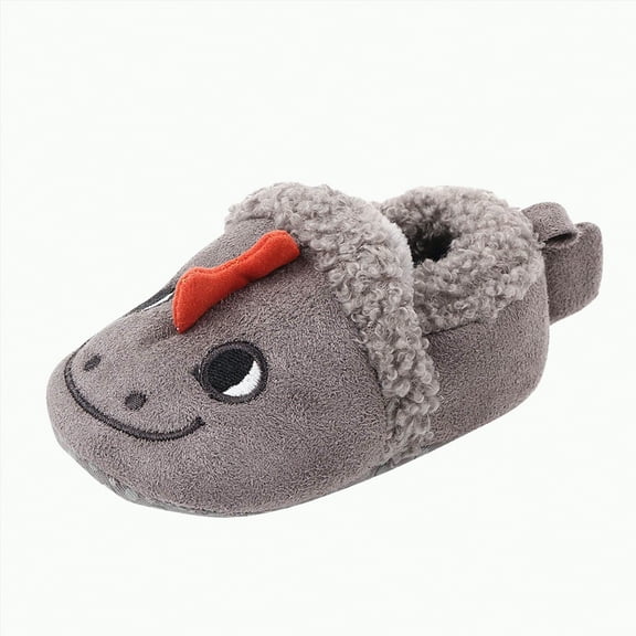Ccpelsie Warm Soft Boys Girls Cute Slippers Indoor Outdoor Kids Cotton Comfortable Shoes(Grey,4)