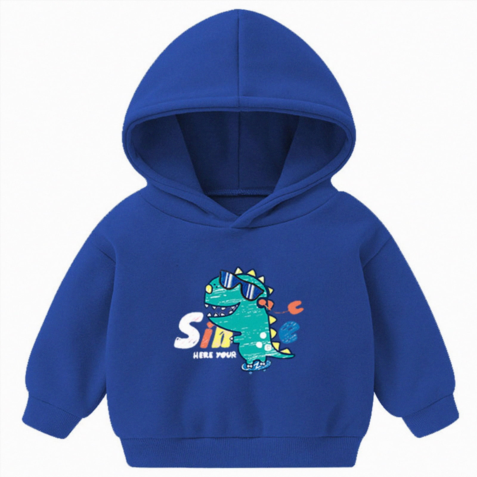 Kids Blue Graphic Hoodie Casual Fleece Hooded Sweatshirt For Boys