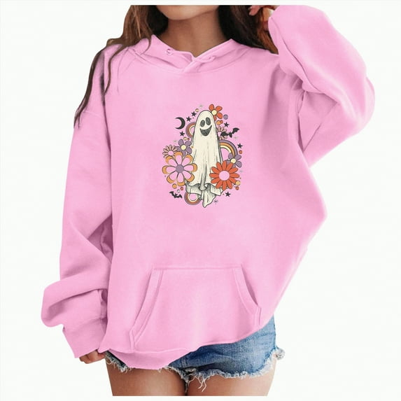 Ccpelsie Winter Girls Warm Sweatshirt Long Sleeve Pullover Crop Tops Kids Lightweight Fleece Fashion Fall Clothes(Pink,7-8 Years)