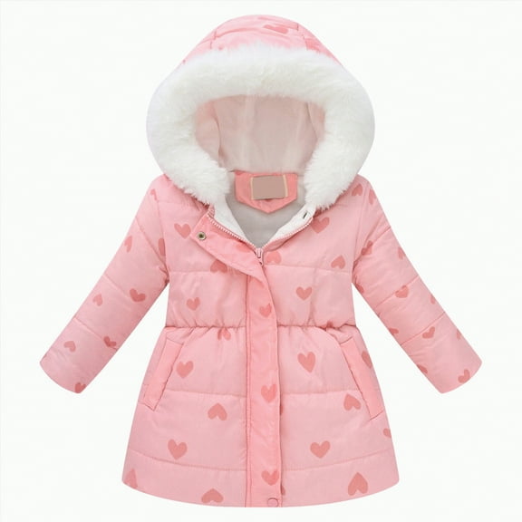 Ccpelsie Winter Girls and Toddlers' Lightweight Full Zip Packable Hooded Puffer Jacket for Little Kid Big Kid(Hot Pink,7-8 Years)