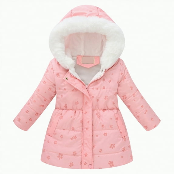 Ccpelsie Winter Girls and Toddlers' Lightweight Full Zip Packable Hooded Puffer Jacket for Little Kid Big Kid(Light Pink,9-10 Years)
