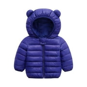 Ccpelsie Winter Hooded Down Coat for Kids Baby Boys Girls Lightweight Puffer Jacket Padded Outwear(Dark Blue,9-12 Months)